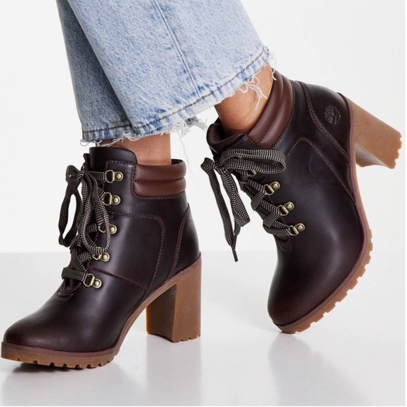 Timberland Women's Brown Allington Heeled Ankle Boots - Picture 4 of 10